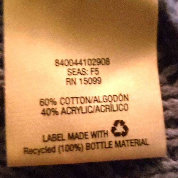 Laura Scott Pointelle Knit Sweater – Heather Blue, Size Small Scalloped Crew - Picture 7 of 7